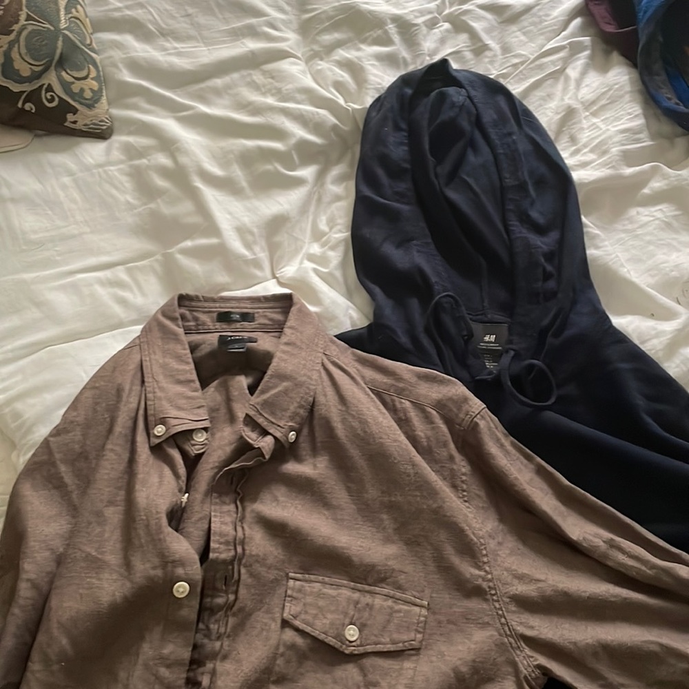 Wool hoodie and L slim fit button down